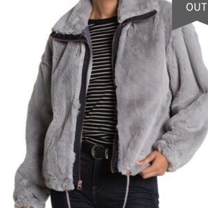 Lucky Brand Gray Faux Fur Jacket